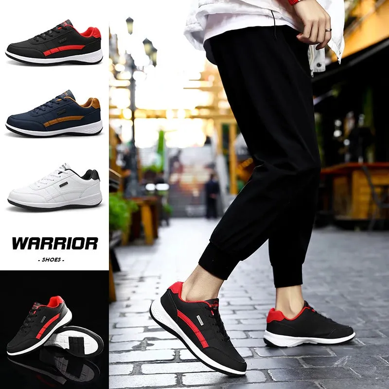 Men's Sports Casual Shoes Fashion PU Leather Shoes Flat Sneakers