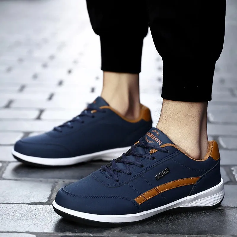 Men's Sports Casual Shoes Fashion PU Leather Shoes Flat Sneakers