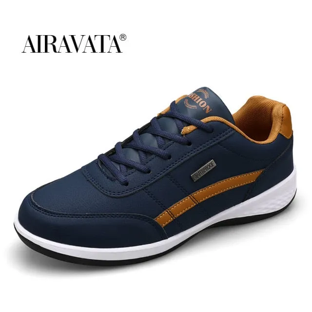 Men's Sports Casual Shoes Fashion PU Leather Shoes Flat Sneakers