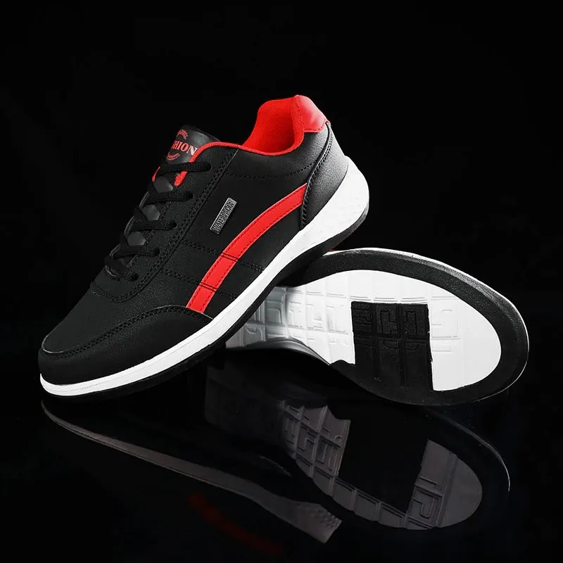 Men's Sports Casual Shoes Fashion PU Leather Shoes Flat Sneakers
