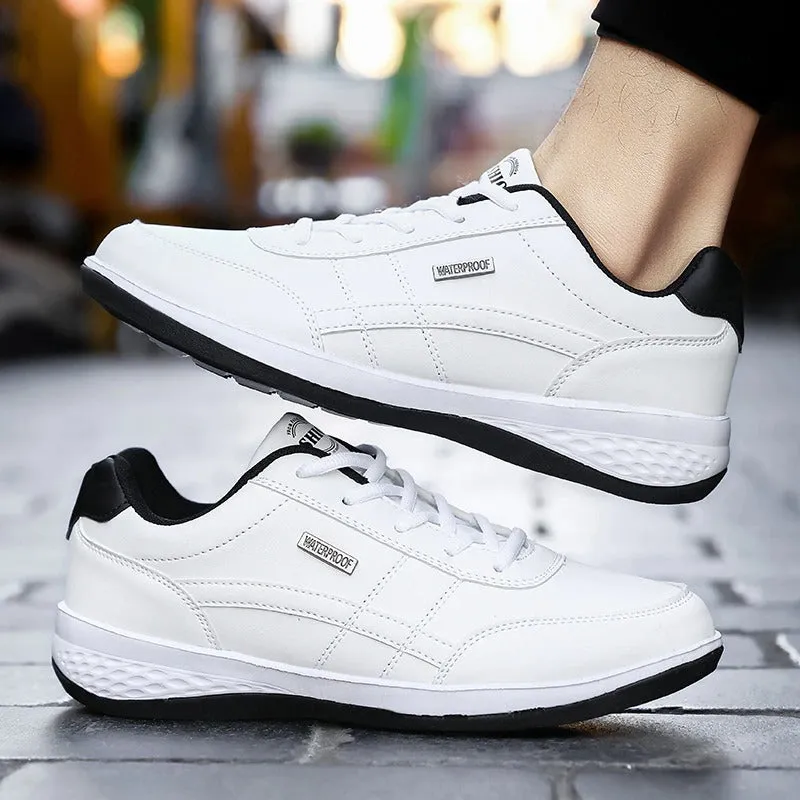 Men's Sports Casual Shoes Fashion PU Leather Shoes Flat Sneakers