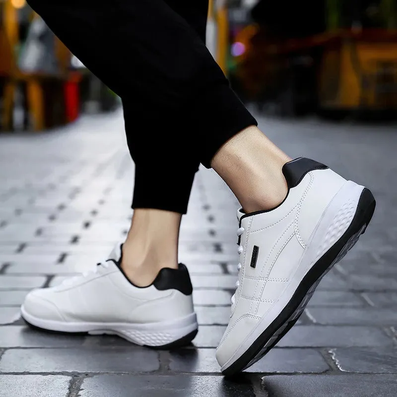 Men's Sports Casual Shoes Fashion PU Leather Shoes Flat Sneakers
