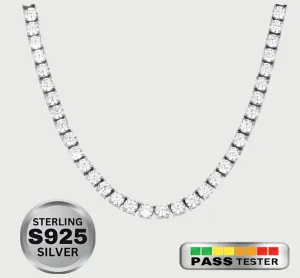 Moissanite Diamond Sterling Silver Tennis Chain in White/Yellow Gold