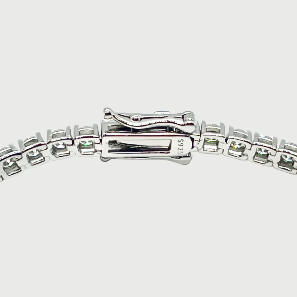 Moissanite Diamond Sterling Silver Tennis Chain in White/Yellow Gold