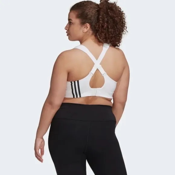 NEW Adidas High Impact Training High Support Plus Sz 3X White Padded Sports Bra