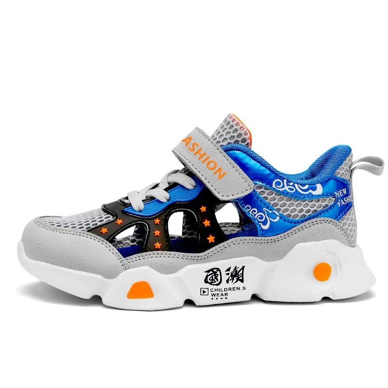 New Kid's Mesh Breathable Tennis Shoes Hollow Single Mesh Casual Blue soft