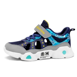 New Kid's Mesh Breathable Tennis Shoes Hollow Single Mesh Casual Blue soft