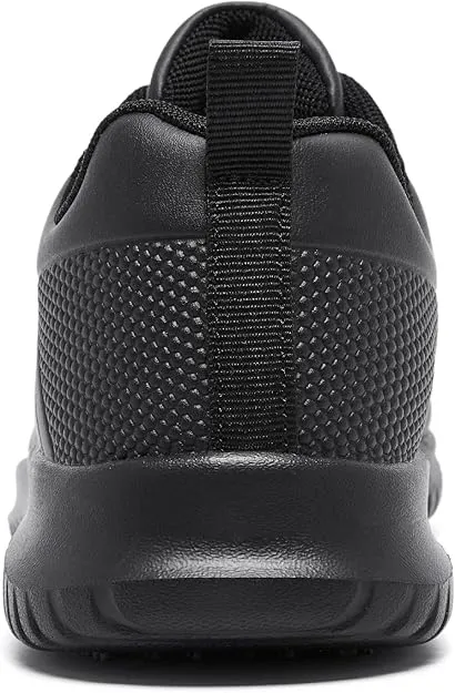 NEW Retails $84, ENLEN&BENNA Non Slip Shoes for Women Food Service, Kitchen Chef Oil-Proof Slip Resistant Work Shoes Waterproof Comfort Lightweight Sneakers with Lace Up Black, Sz 6.5