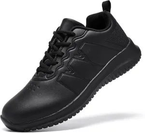NEW Retails $84, ENLEN&BENNA Non Slip Shoes for Women Food Service, Kitchen Chef Oil-Proof Slip Resistant Work Shoes Waterproof Comfort Lightweight Sneakers with Lace Up Black, Sz 6.5