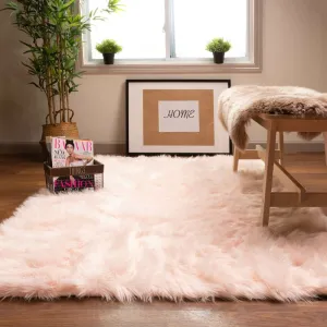 New Wayfair Dominick Handmade Ultra Soft Shag Faux Sheepskin Pink Area Rug, 5Ft X 7Ft! Retails $305 