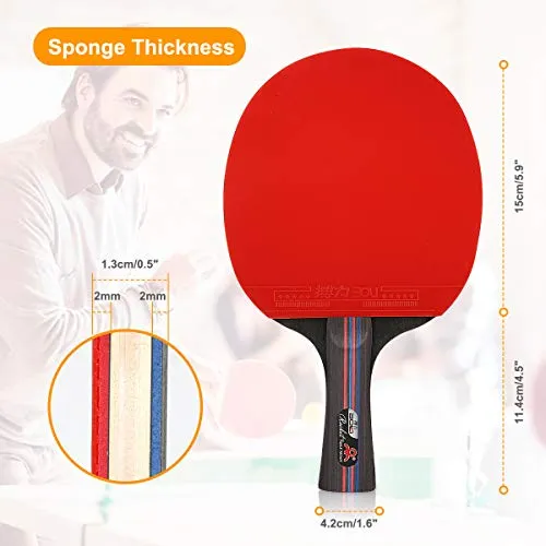 Number-one Ping Pong Paddle Set, Portable Ping-Pong Game with 4 Table Tennis Rackets and 8 Ping-Pong Balls, 1 Retractable Table Tennis Net for Kids Adults Indoor Outdoor Activities
