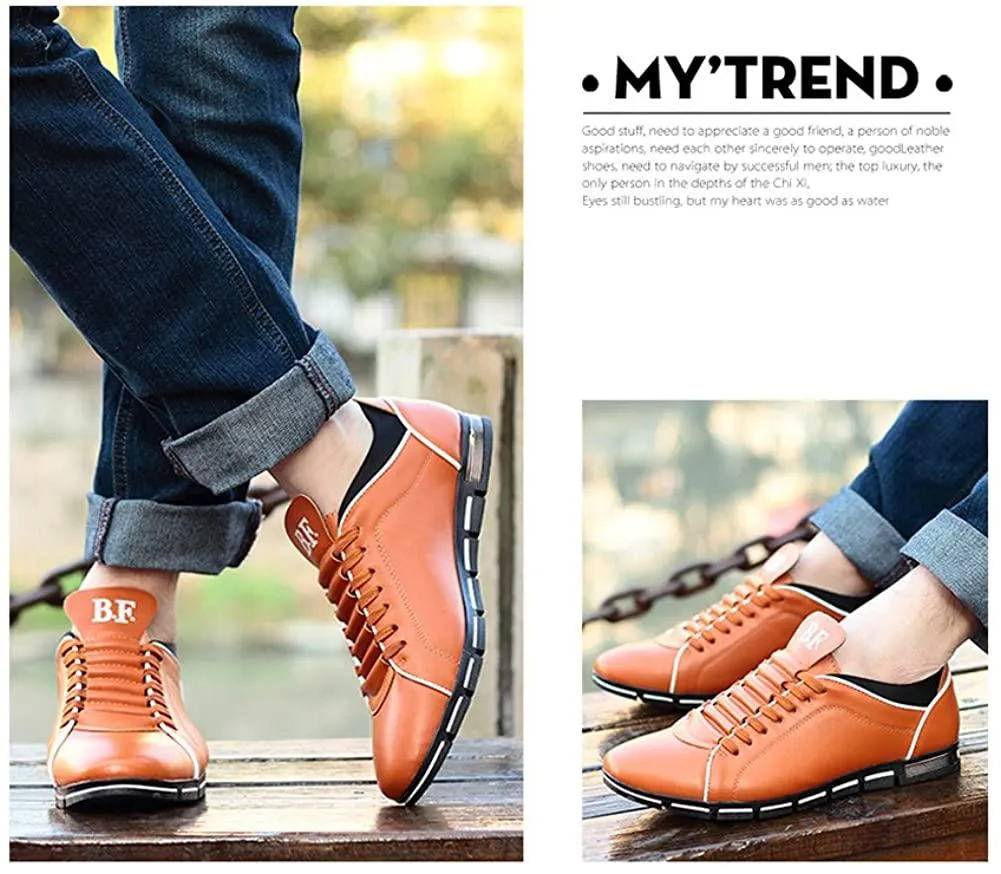 NXY Mens Casual Fashion Leather Sneaker Breathable Lace Up Trainers Shoes Plus Size 47 48