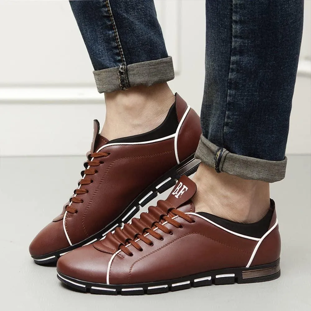 NXY Mens Casual Fashion Leather Sneaker Breathable Lace Up Trainers Shoes Plus Size 47 48