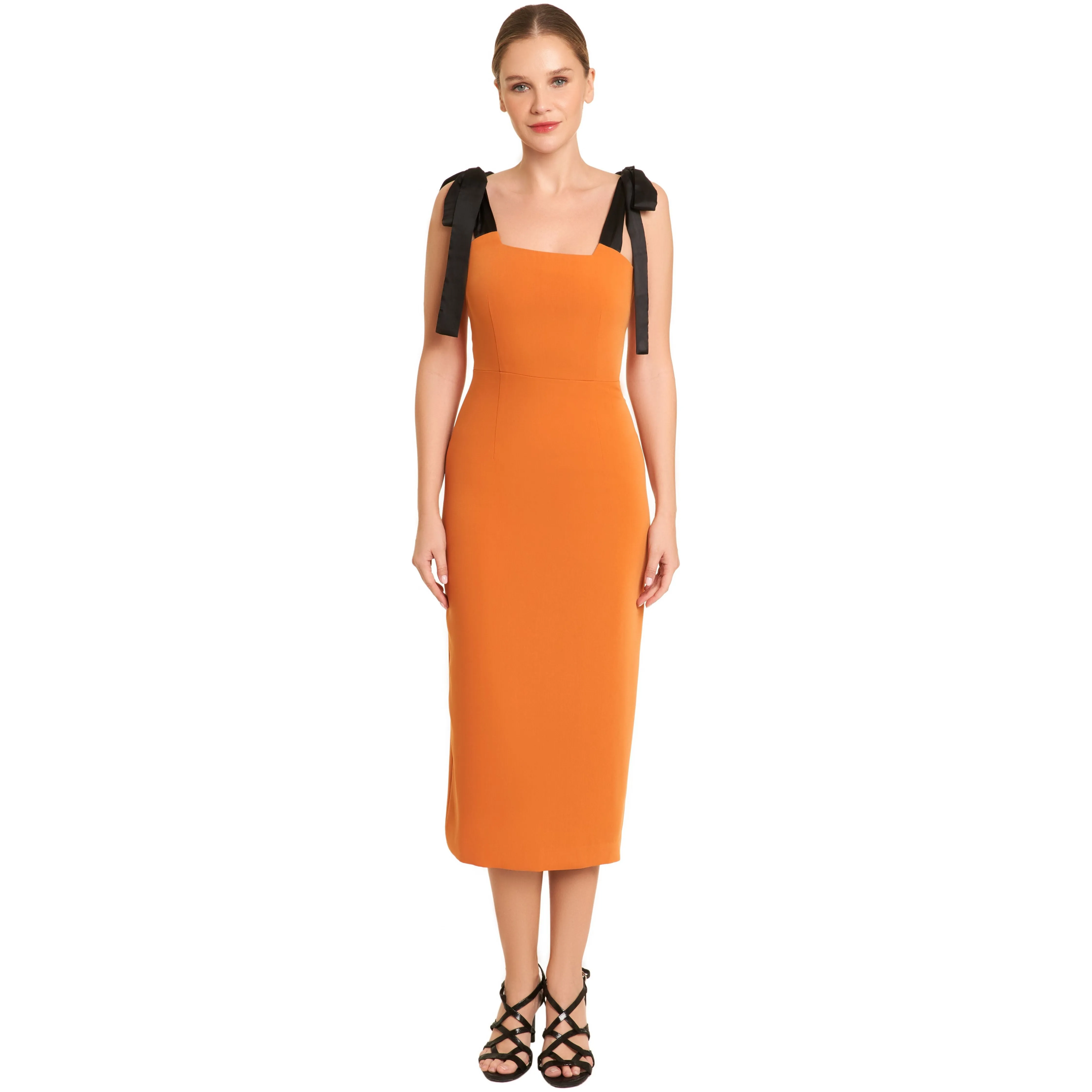 orange tie dress