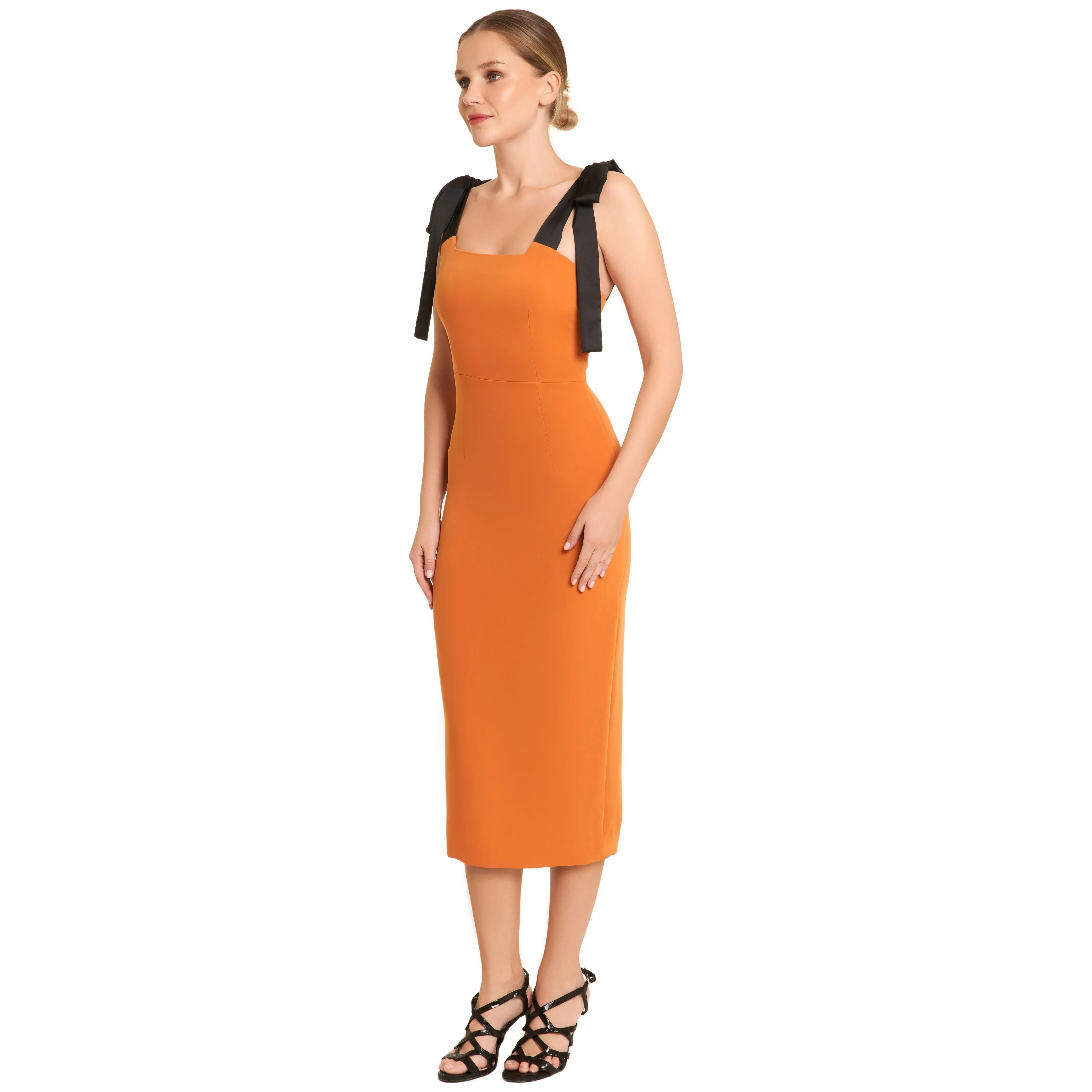 orange tie dress