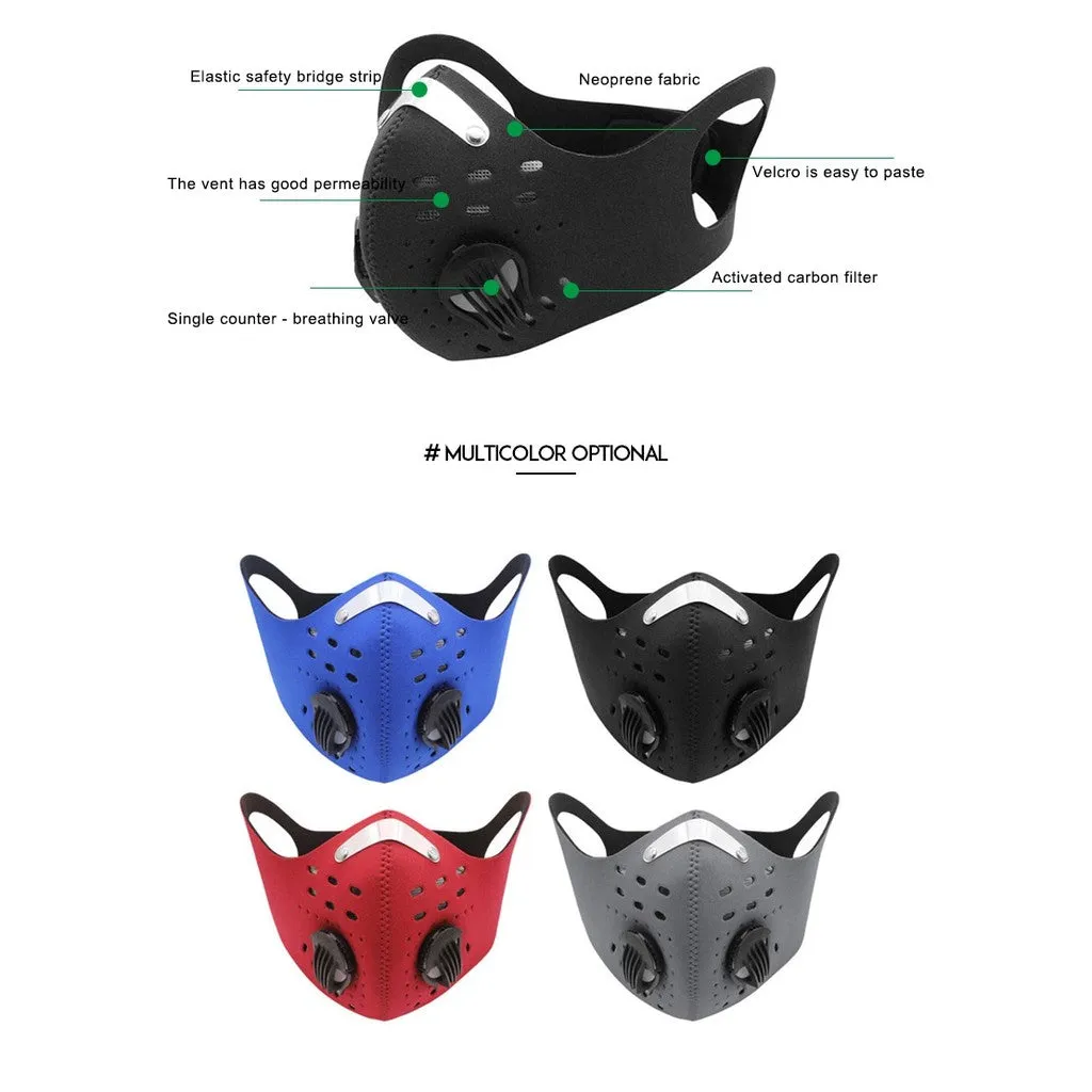 Outdoor Sports Anti-dust Reusable Riding Face Cover with Carbon Filter