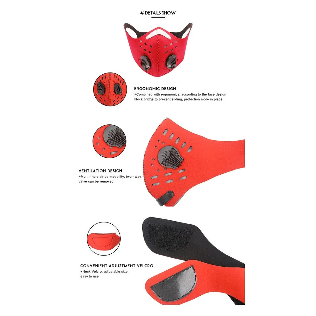 Outdoor Sports Anti-dust Reusable Riding Face Cover with Carbon Filter