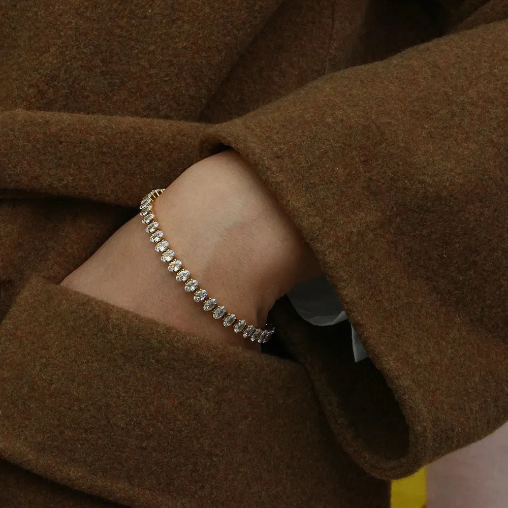 Oval Gold Tennis Bracelet
