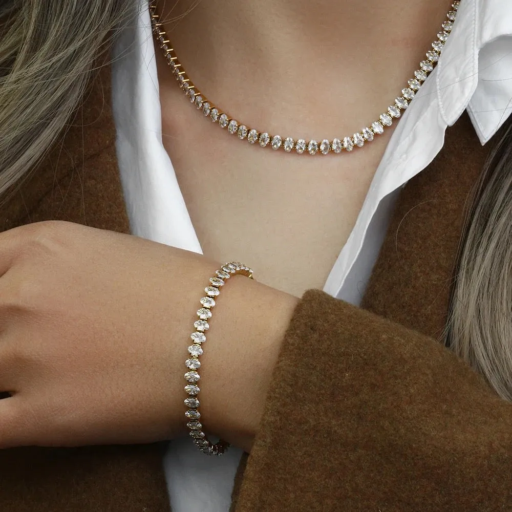 Oval Gold Tennis Bracelet