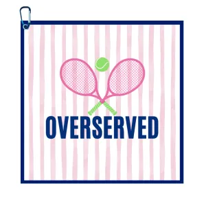 Over Served Tennis Towel- Microfiber & Cotton Athletic Towels with Carabiner Clip