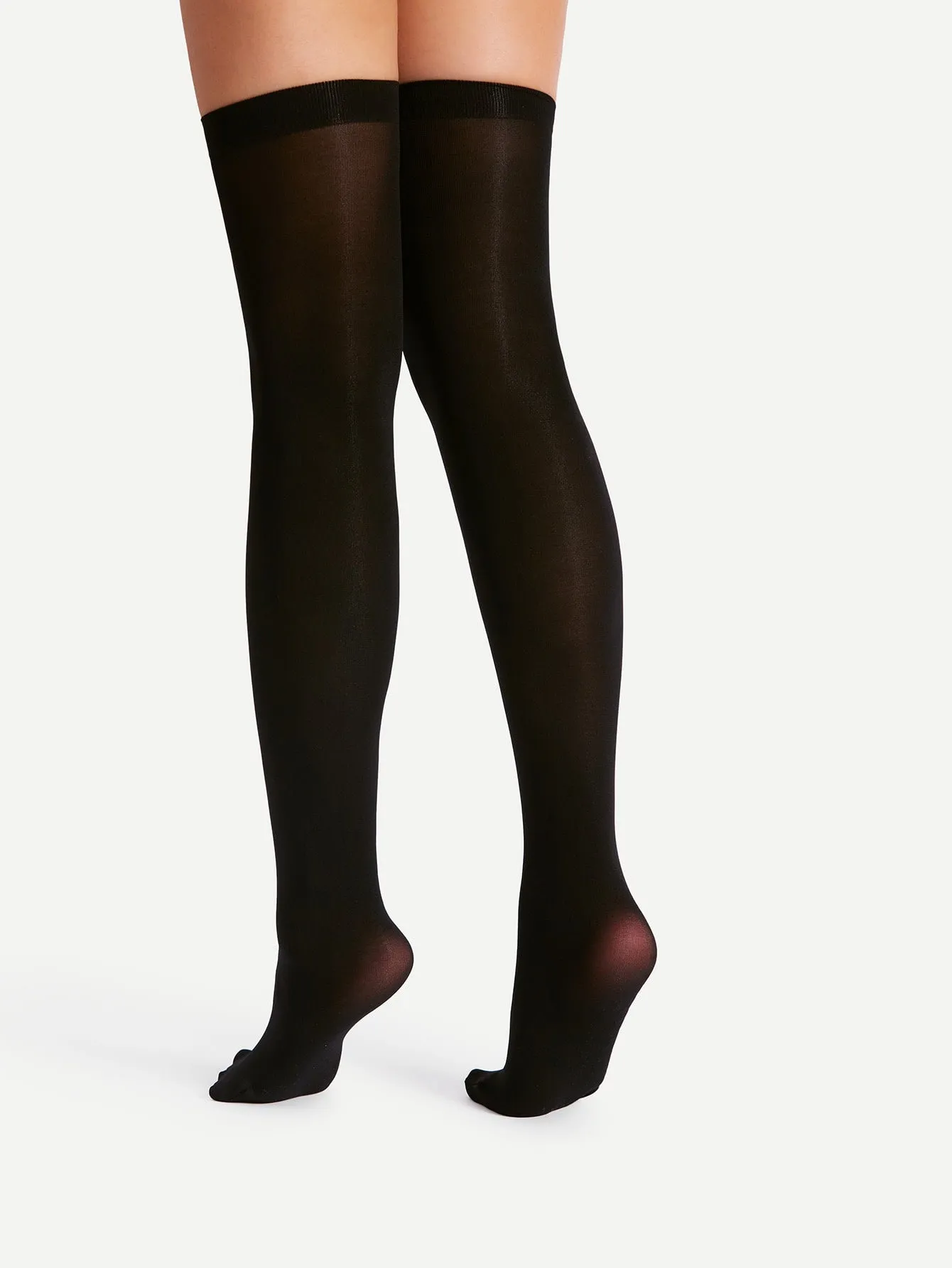 Over The Knee Plain Socks - Black