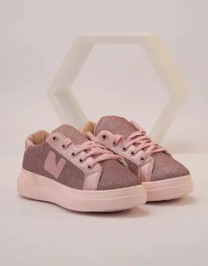 Pink Shimmer Low-Top Sneakers - Rosy Glow