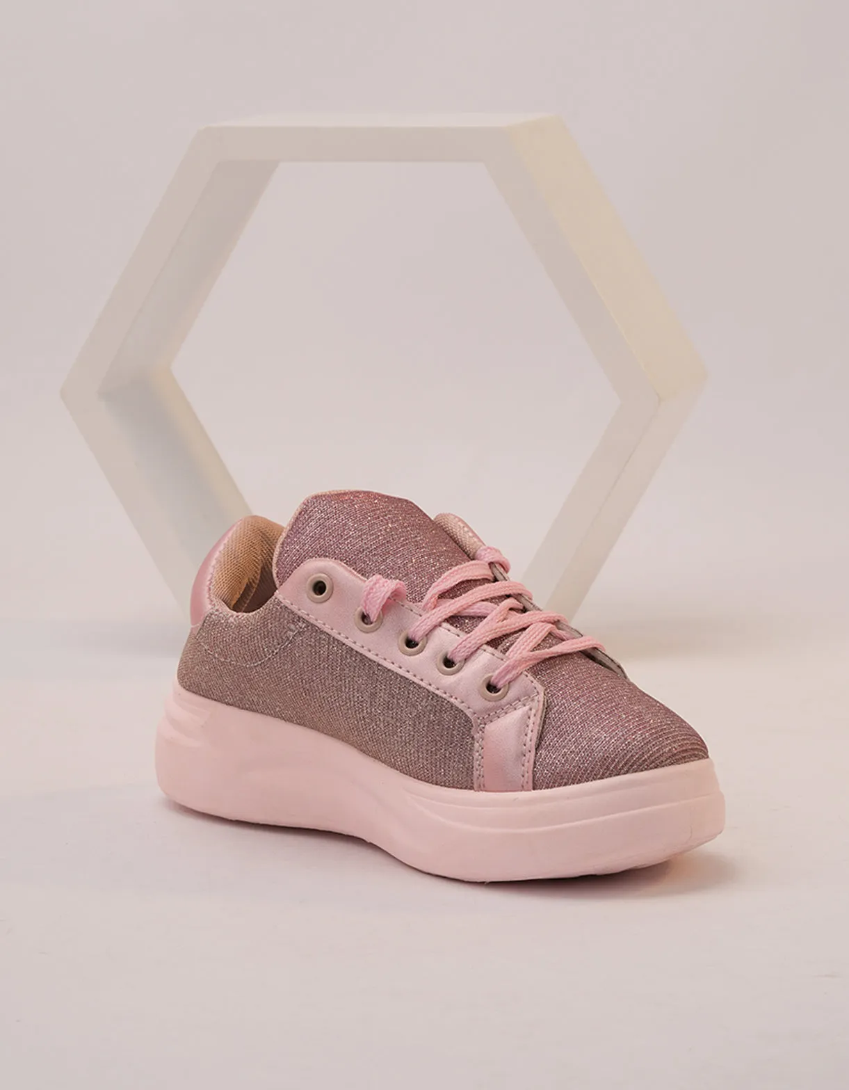 Pink Shimmer Low-Top Sneakers - Rosy Glow