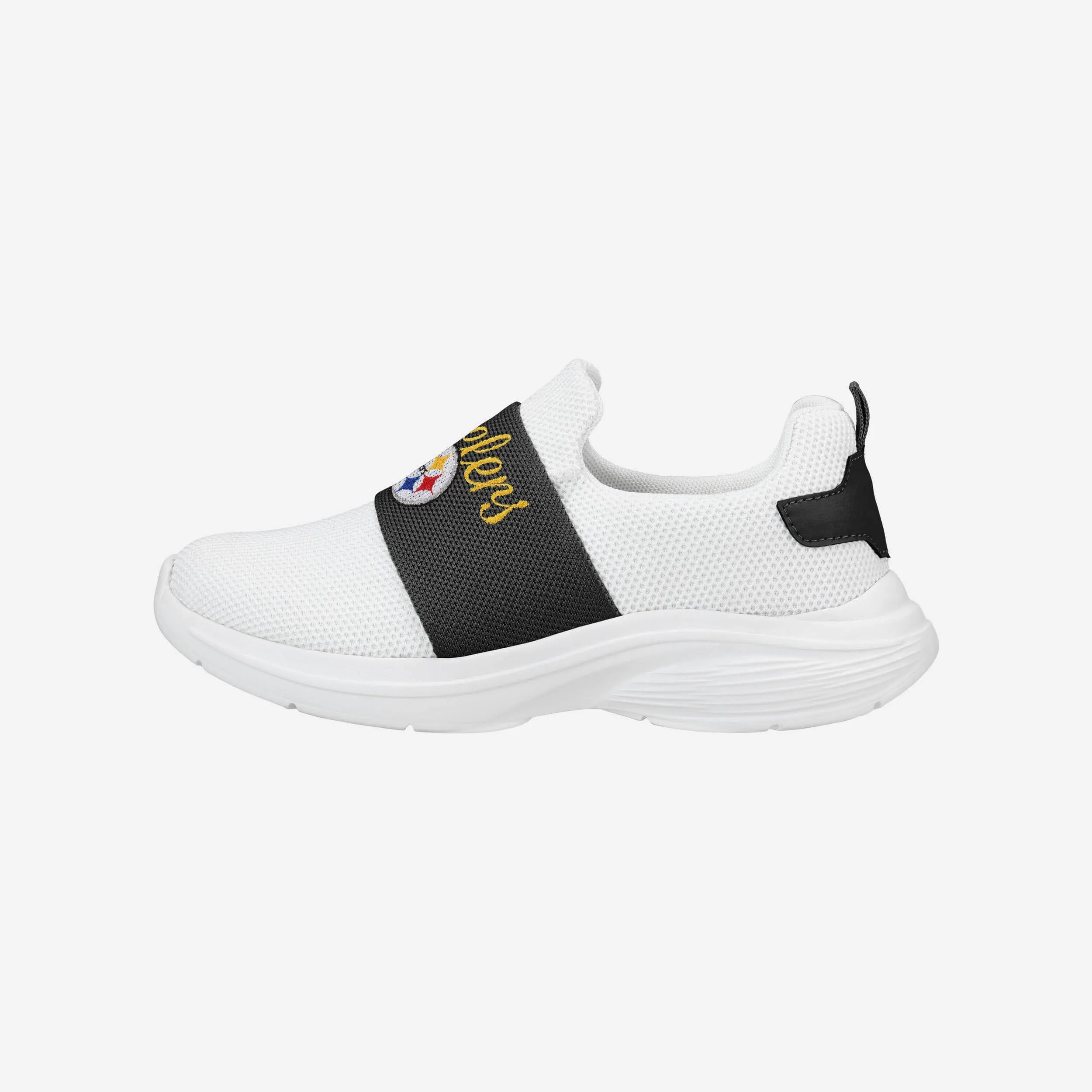 Pittsburgh Steelers Womens Script Wordmark White Slip On Sneakers