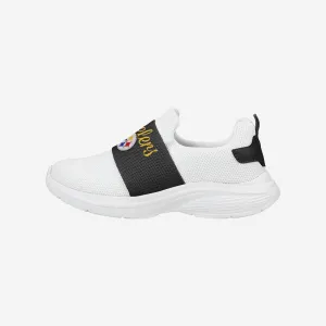 Pittsburgh Steelers Womens Script Wordmark White Slip On Sneakers