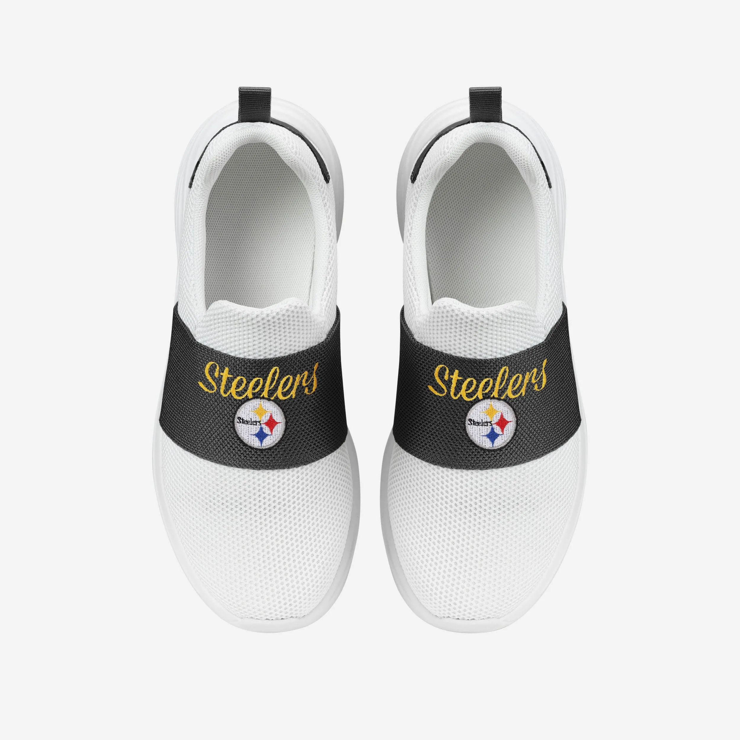 Pittsburgh Steelers Womens Script Wordmark White Slip On Sneakers