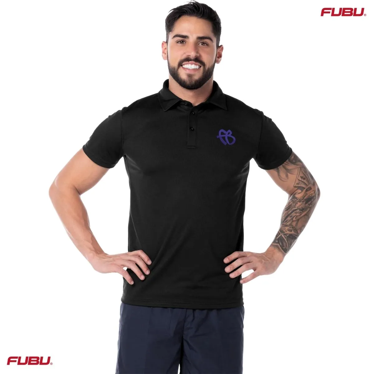 Playera Tipo Polo Transpirable Hombre Fubu FB Azul Bordado