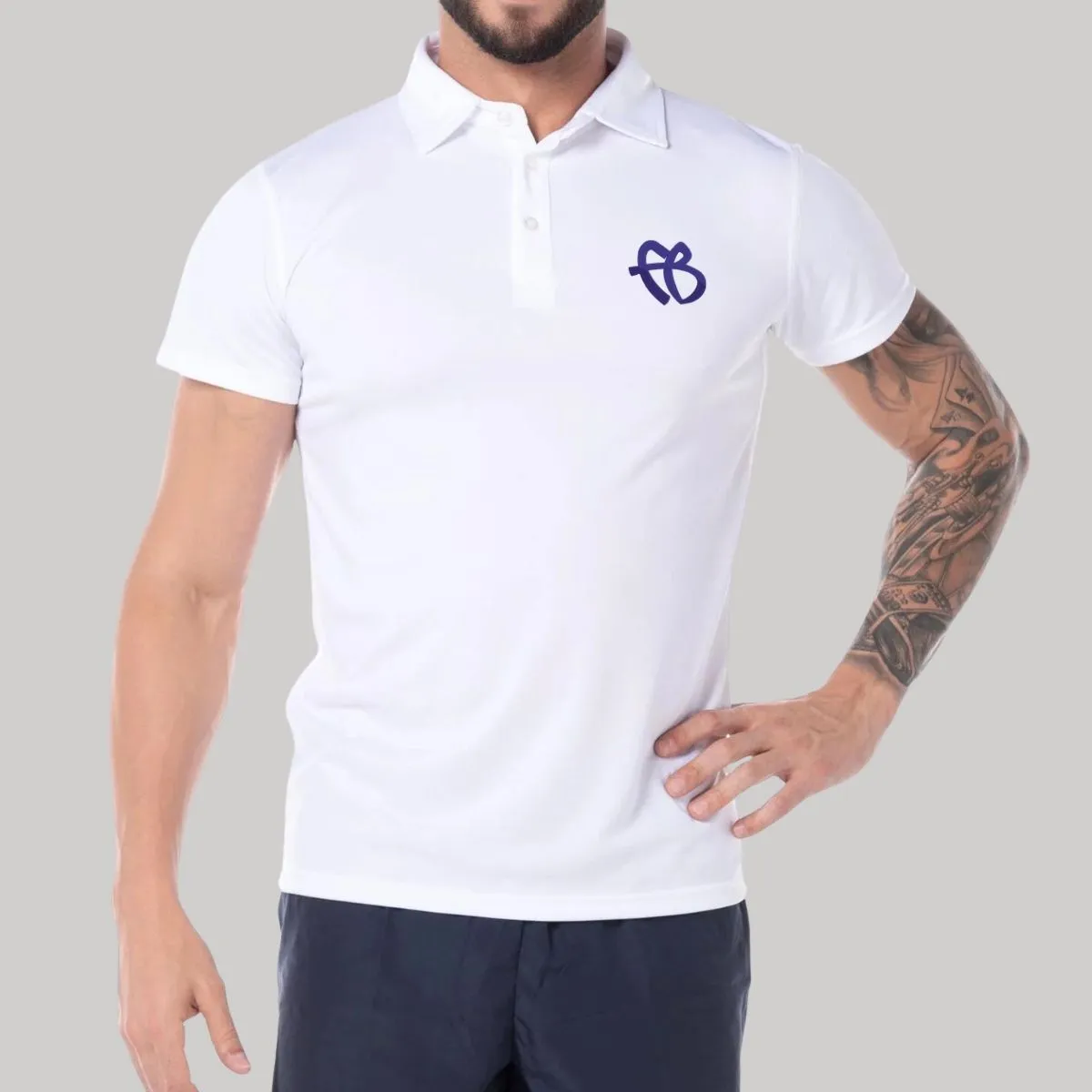 Playera Tipo Polo Transpirable Hombre Fubu FB Azul Bordado
