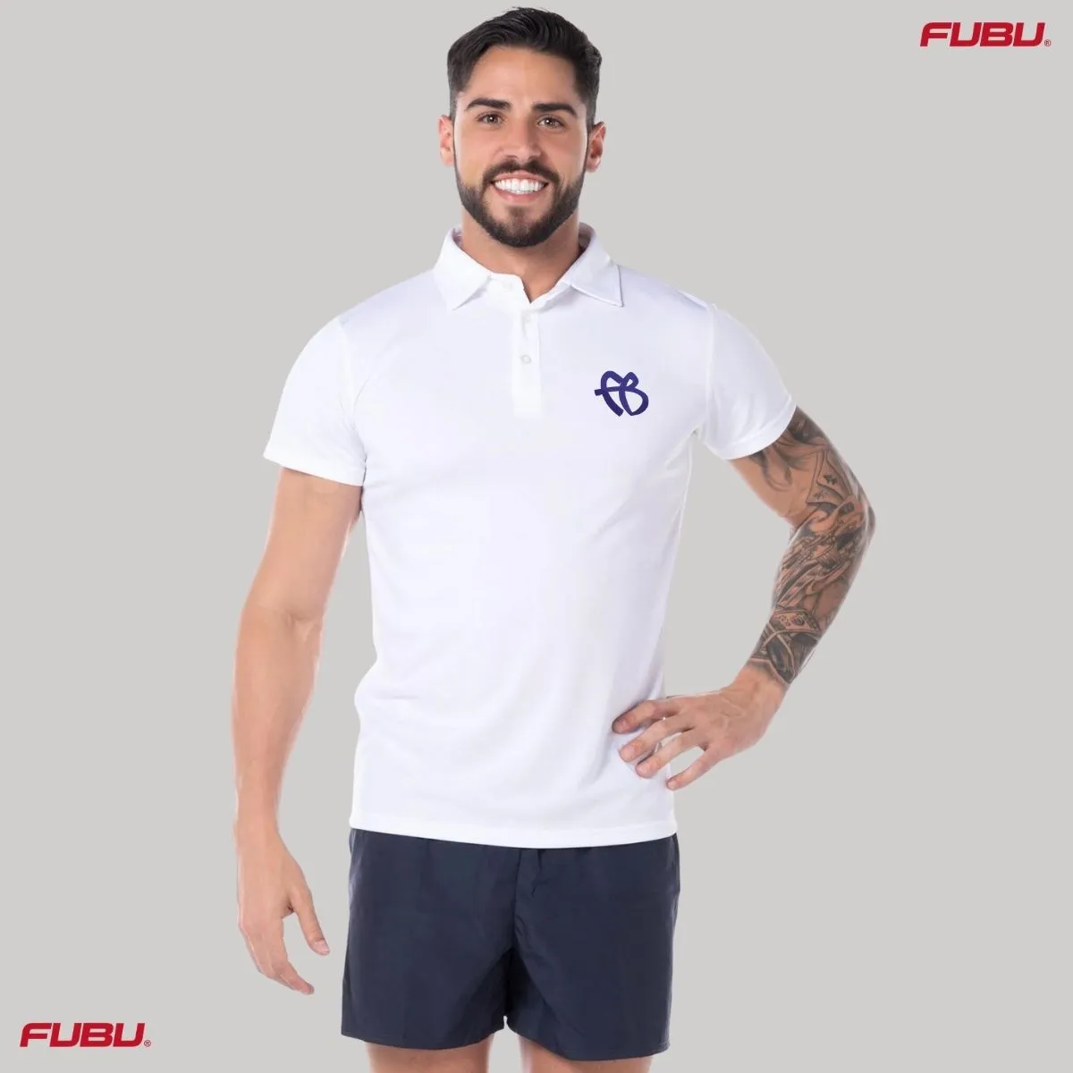 Playera Tipo Polo Transpirable Hombre Fubu FB Azul Bordado