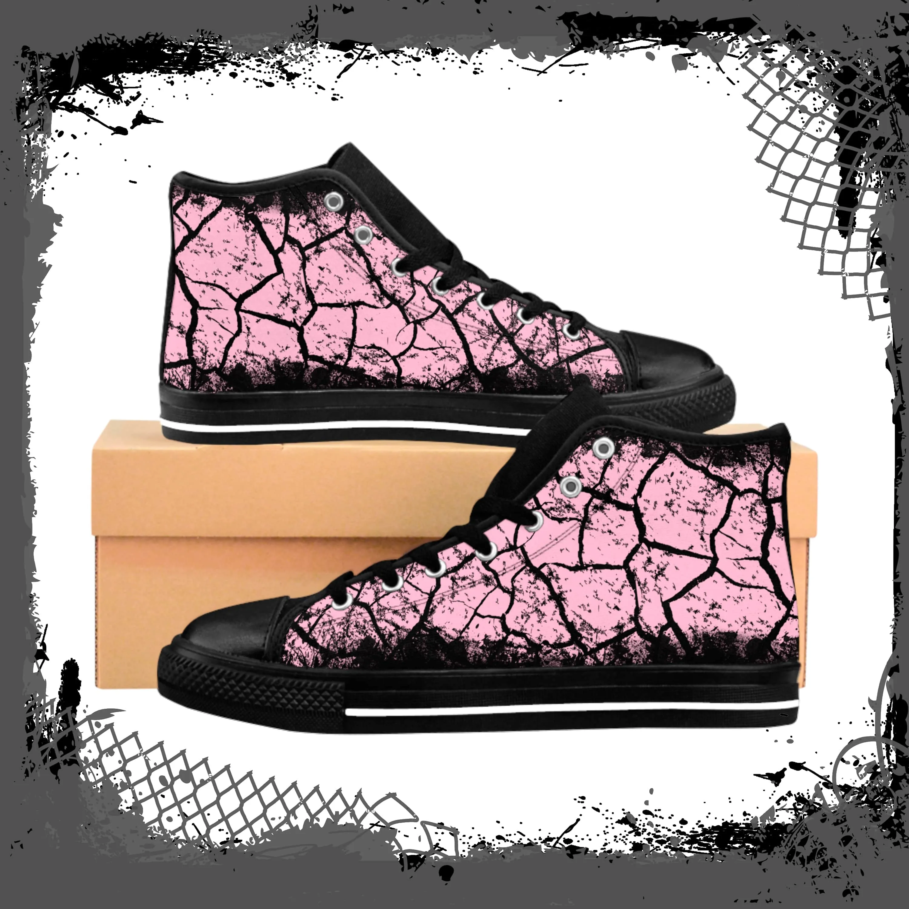 PNK/BLK Men's "Cracked" High Tops