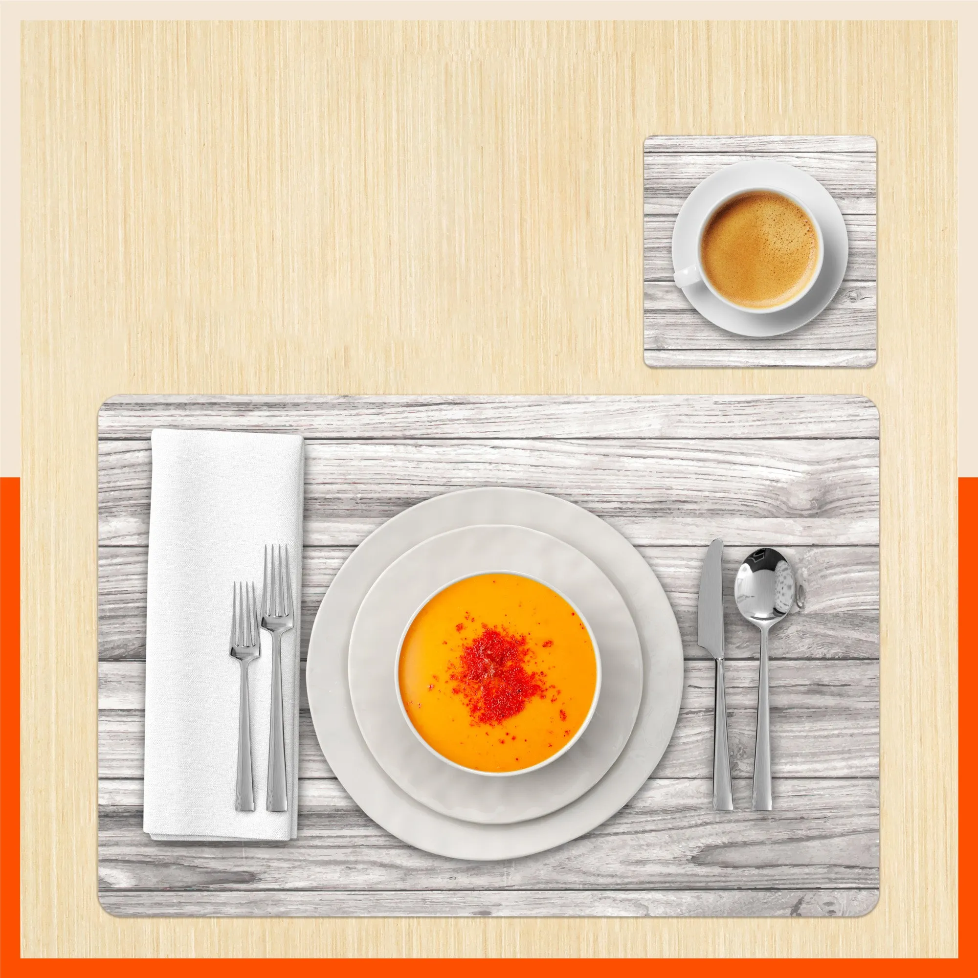 Polypropylene Table Mats & Coasters for Dining Table at Home (BALSA - Set of 6)