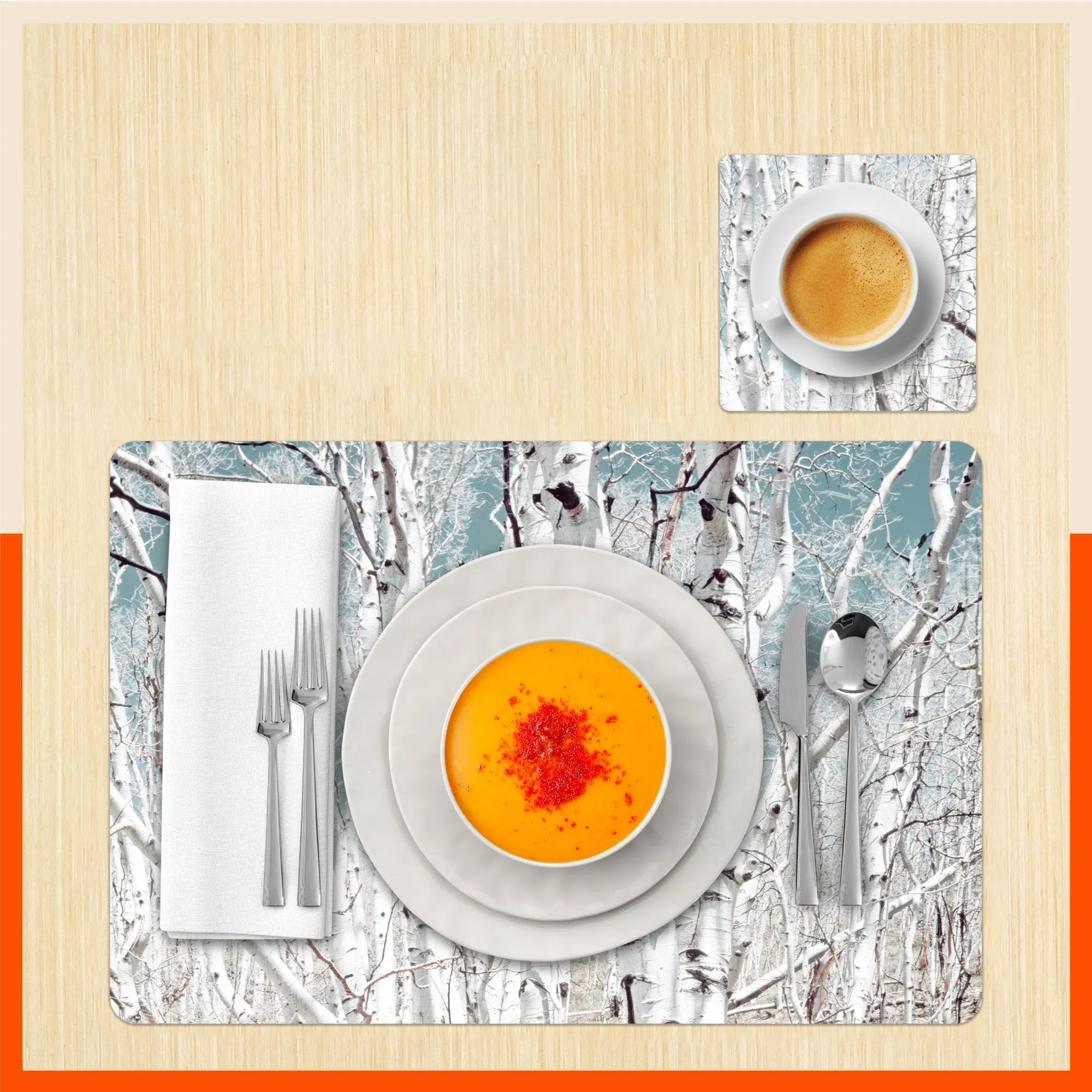 Polypropylene Table Mats & Coasters for Dining Table at Home (BIRCH - Set of 6)