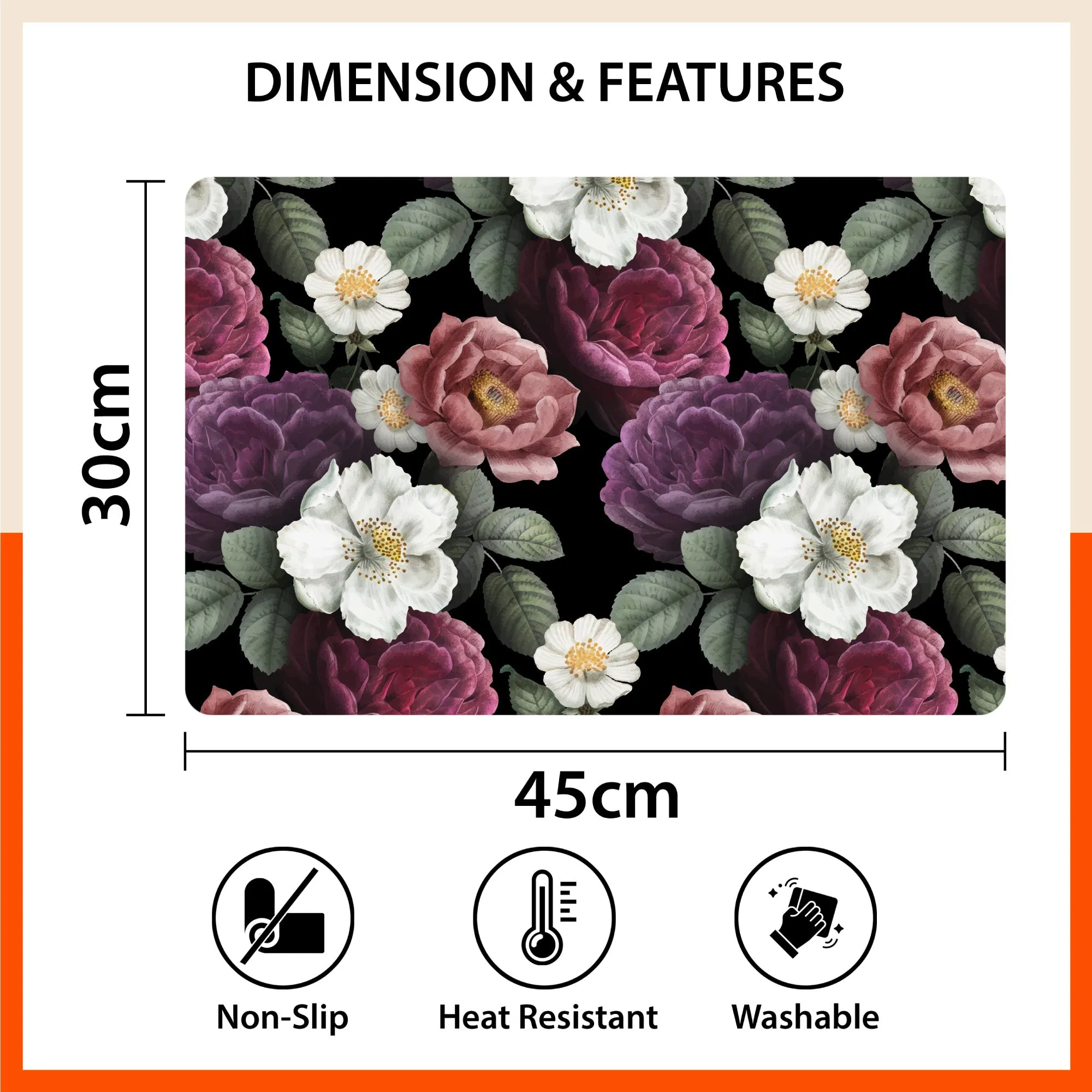 Polypropylene Table Mats & Coasters for Dining Table at Home (CAMELLIA - Set of 6)