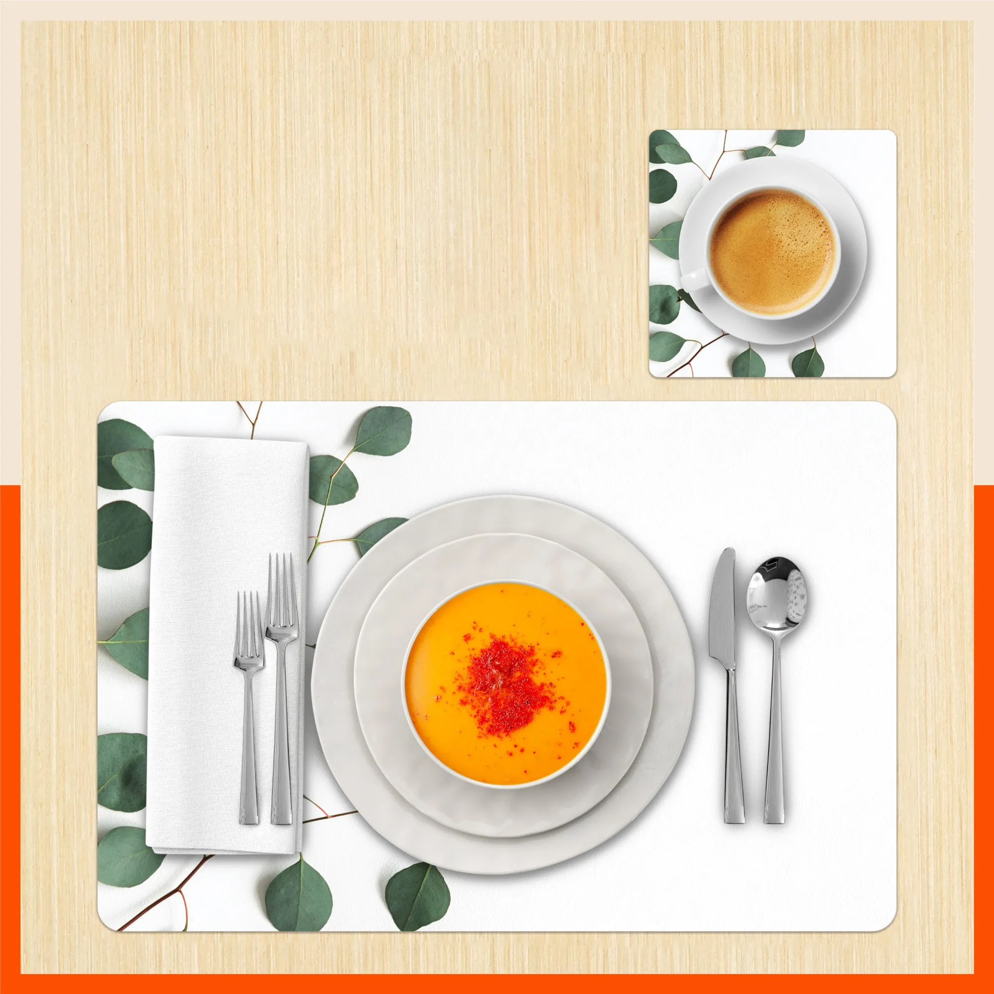 Polypropylene Table Mats & Coasters for Dining Table at Home (CHER - Set of 6)