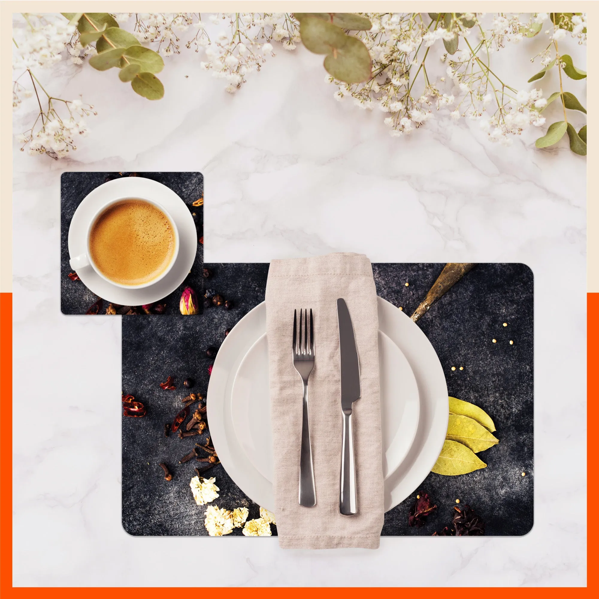 Polypropylene Table Mats & Coasters for Dining Table at Home (PIQUE - Set of 6)
