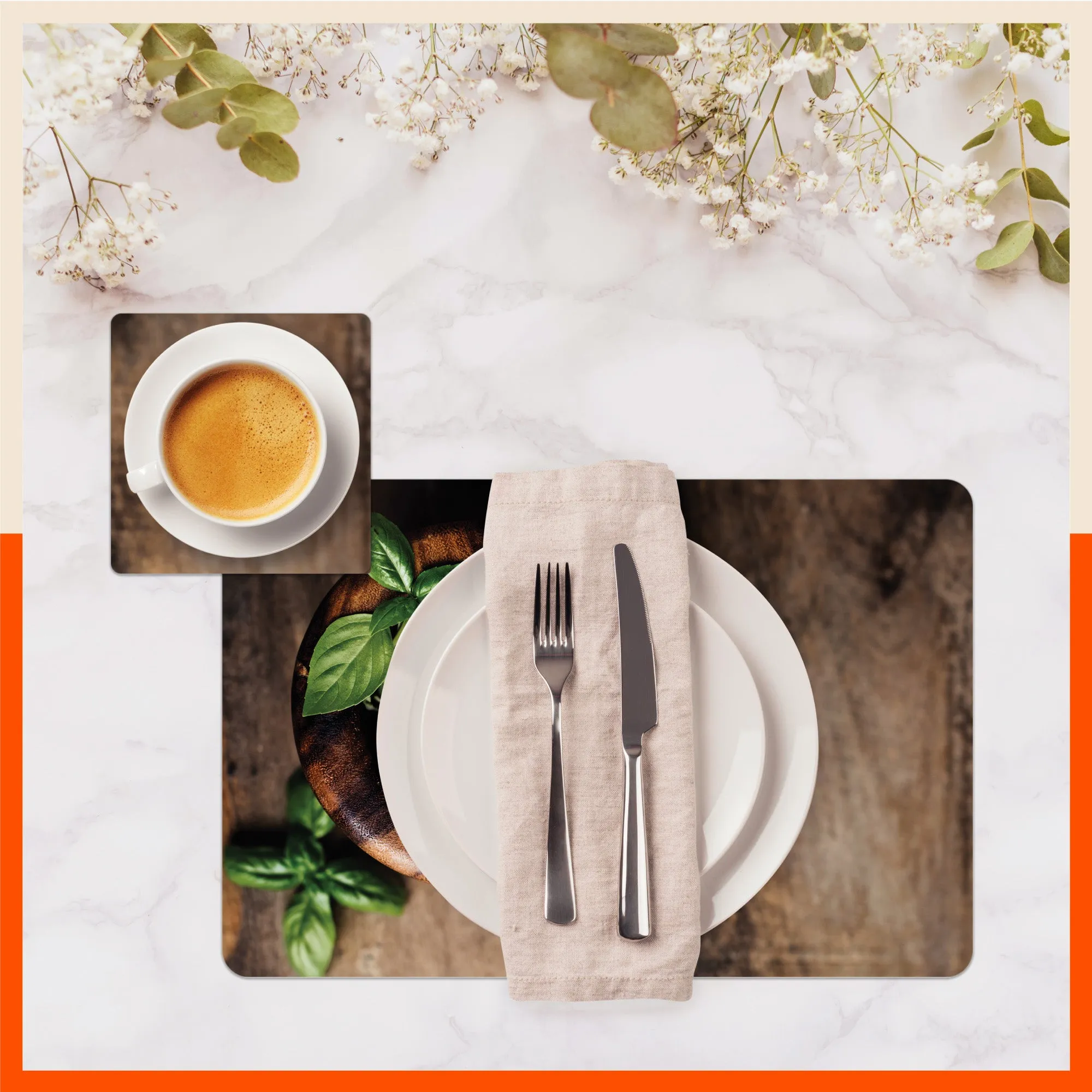 Polypropylene Table Mats & Coasters for Dining Table at Home (THYME - Set of 6)