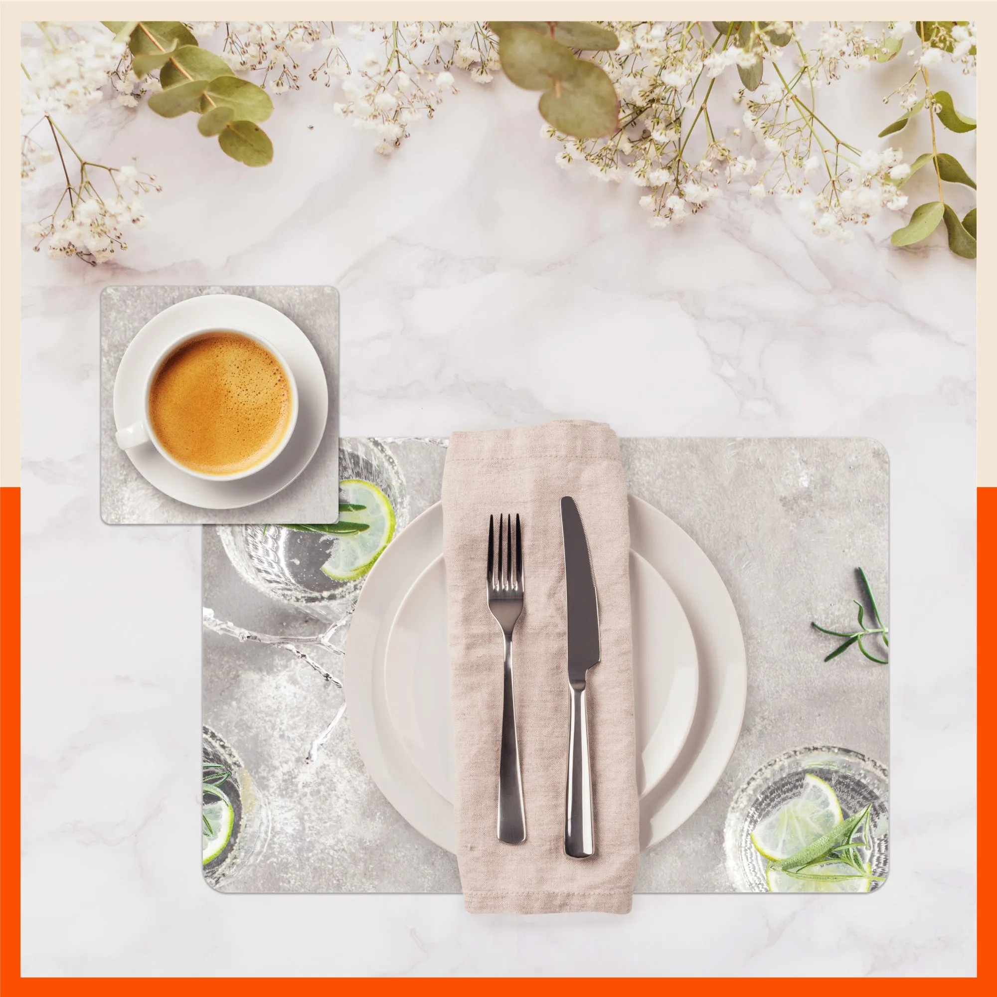 Polypropylene Table Mats & Coasters for Dining Table at Home (TONIQUE - Set of 6)