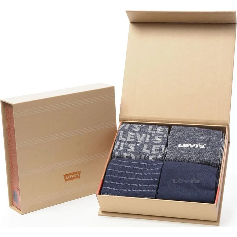 Ponožky Levis Giftbox Reg Cut Denim 4 páry riflová modrá