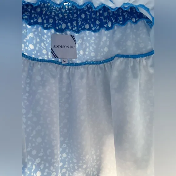 PRETTY $98 BNWT! ADDISON BAY JUNIPER SKIRT WORKOUT/ATHLEISURE BLUE/WHITE SIZE M