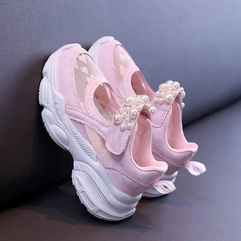 Princess Pearl Mesh Tennis Shoes for Girls 2024