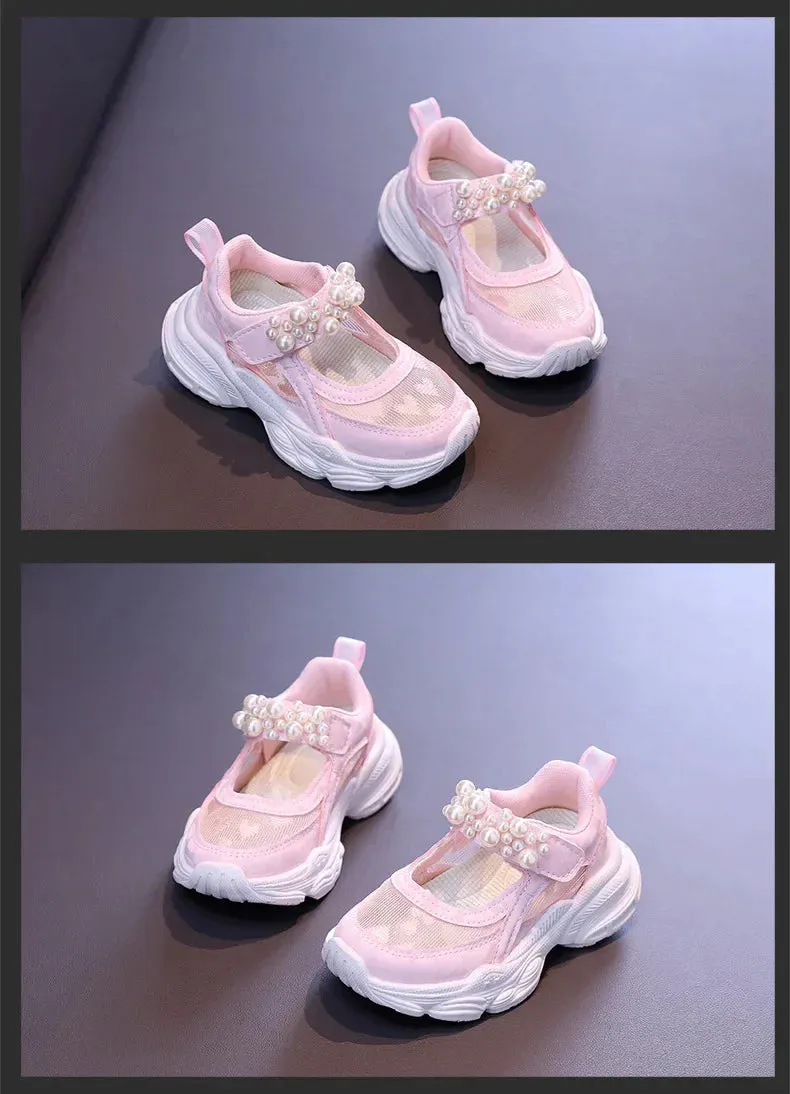 Princess Pearl Mesh Tennis Shoes for Girls 2024