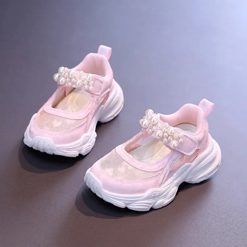 Princess Pearl Mesh Tennis Shoes for Girls 2024