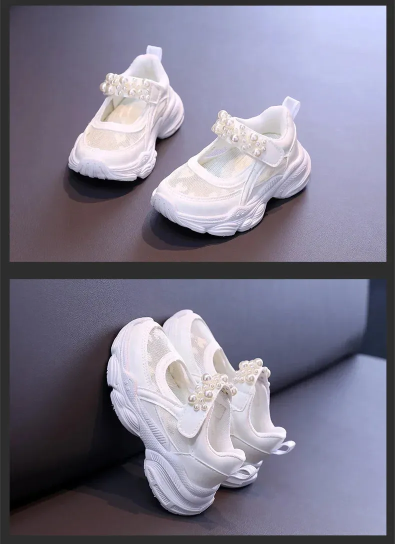 Princess Pearl Mesh Tennis Shoes for Girls 2024