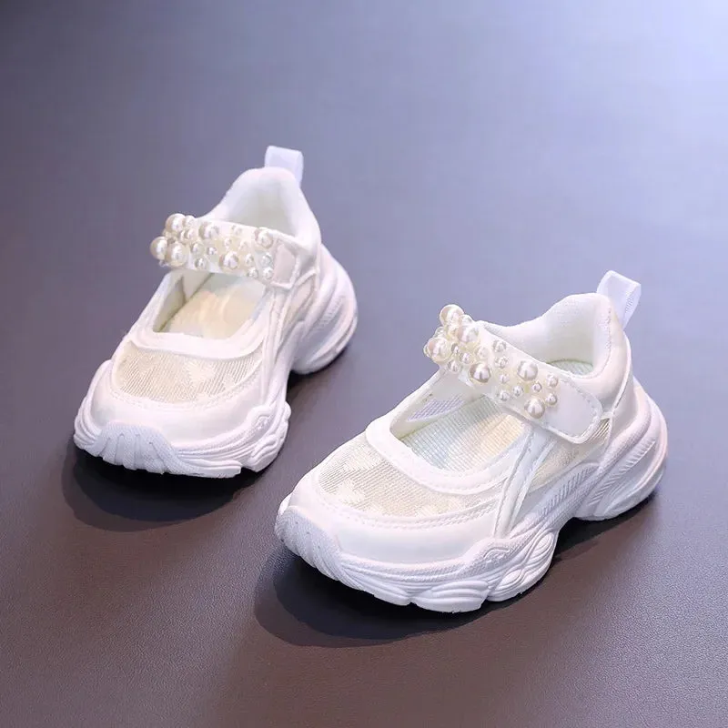Princess Pearl Mesh Tennis Shoes for Girls 2024