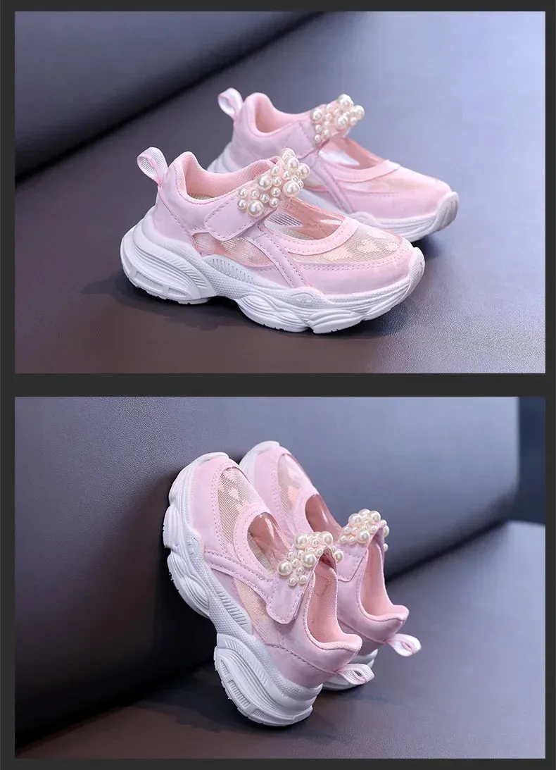 Princess Pearl Mesh Tennis Shoes for Girls 2024
