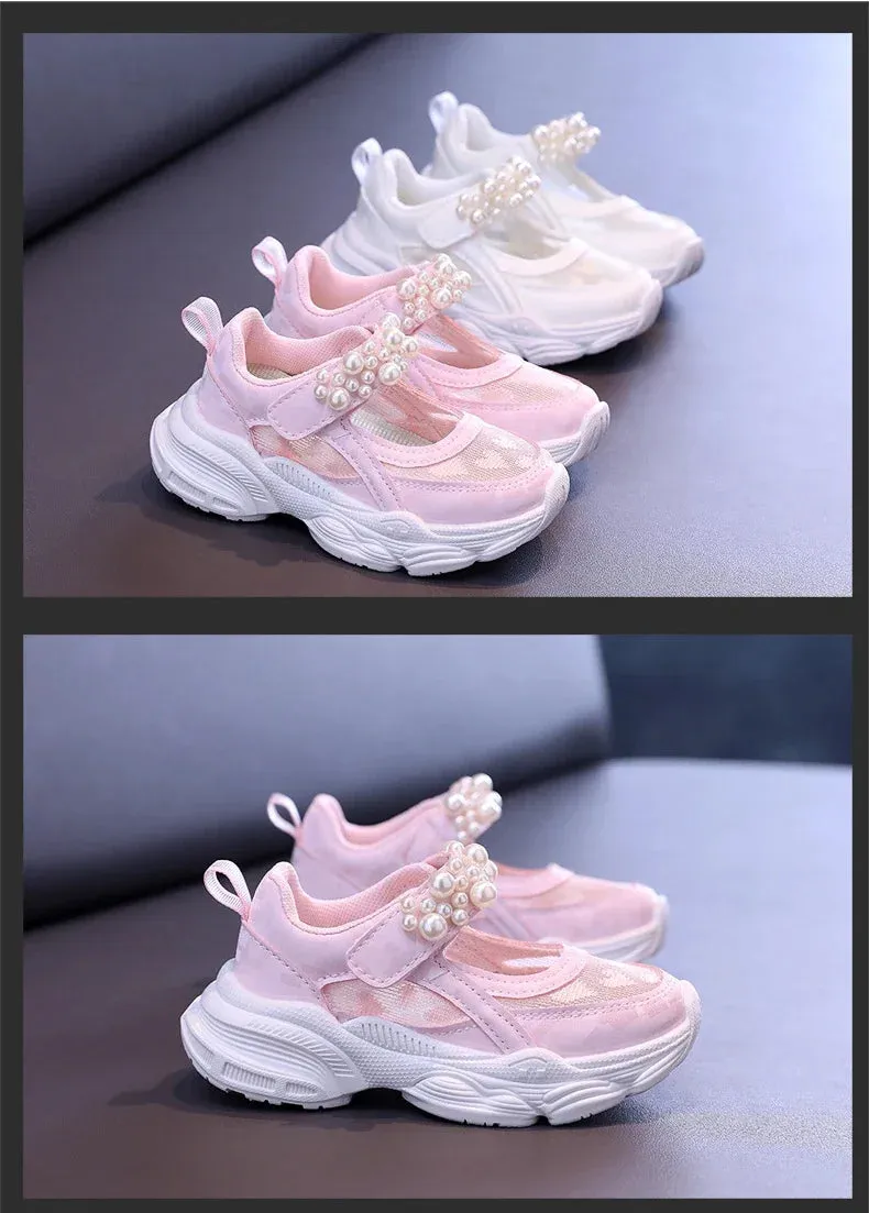Princess Pearl Mesh Tennis Shoes for Girls 2024